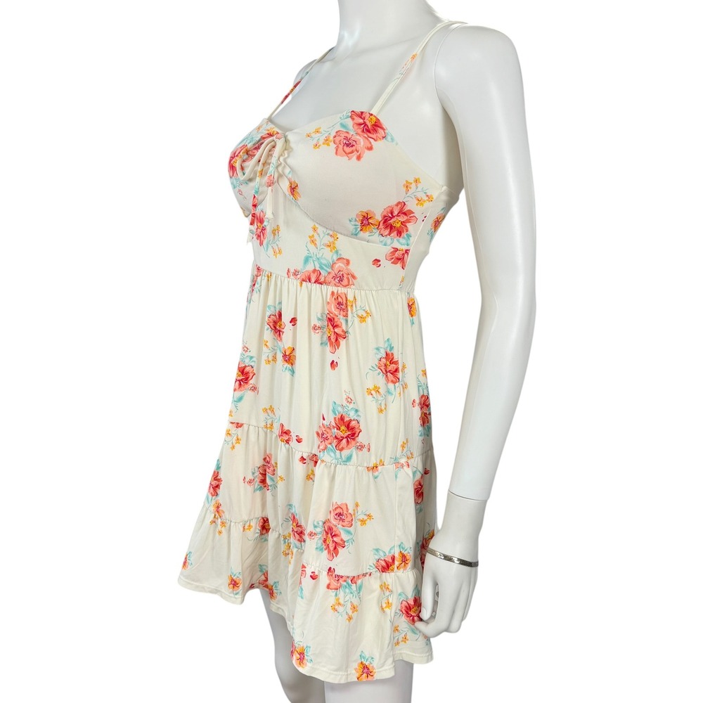 Floral Babydoll Smocked Tiered Mini Dress Coquette Cottagecore Fairy Romantic 5 - Picture 3 of 8